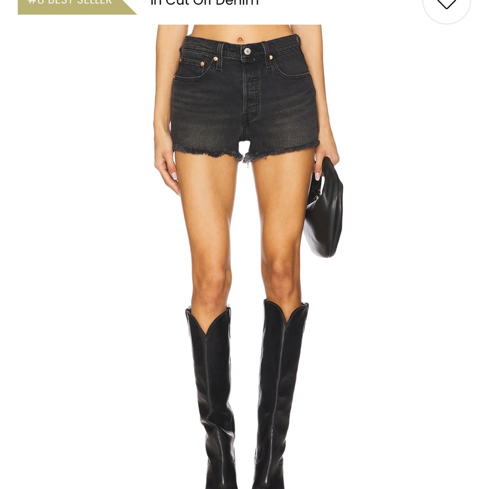 Levi's Black Jean Shorts Distressed High-Waisted